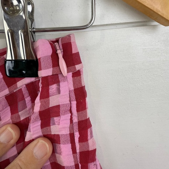 NEW Eva Franco Pink TEXTURED PLAID Midi Skirt WOMEN 2 Party ANTHROPOLOGIE - Picture 5 of 12